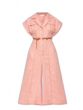 ZIMMERMAN MOONSHINE CUFFED JUMPSUIT Size 0P PINK/BLUSH